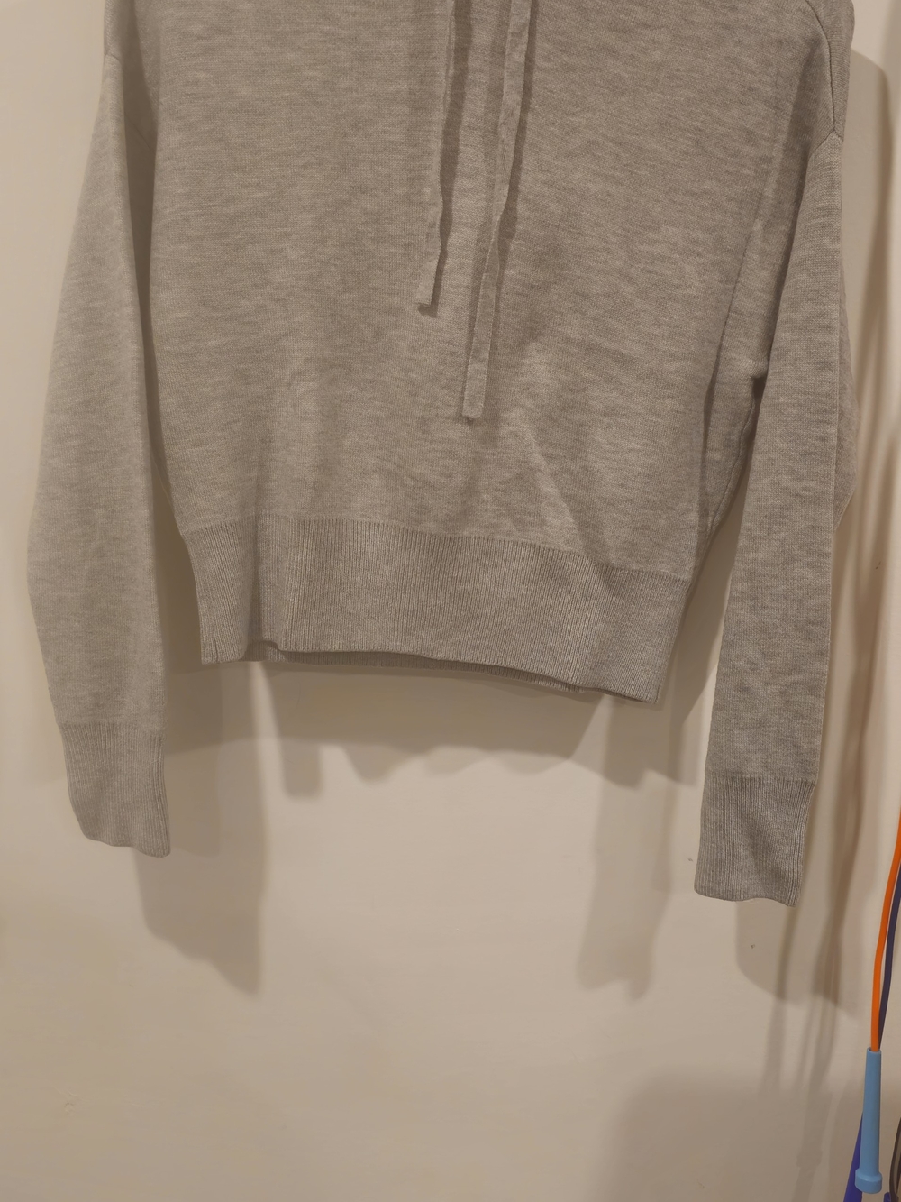 Dynamite Grey Cropped Knit Hoodie Sweater